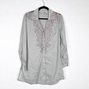 Soft‎ Surroundings Women's Button up Lace Embroidered Tunic Sz M
